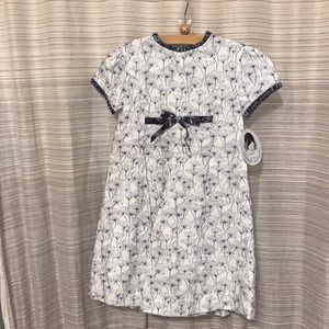 SARAH LOUISE GIRLS WHITE & GREY PARTY DRESS